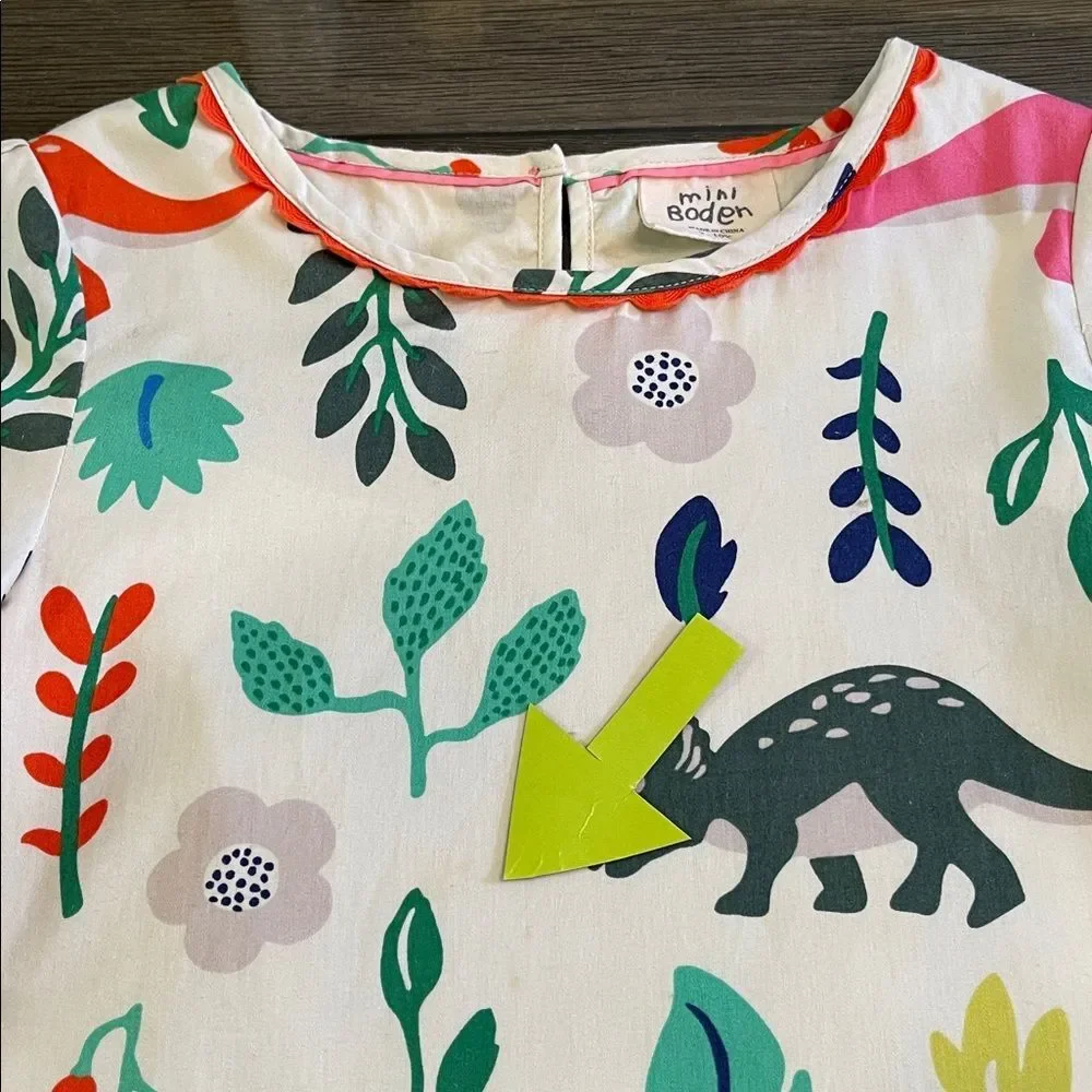 Mini Bowden Florasuarus Multicolored Dinosaur Dress Size 9-10 Y Dino Dress